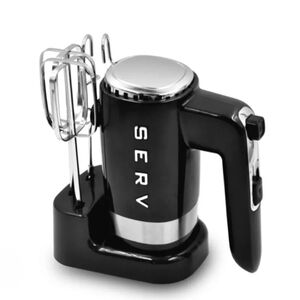 Servappetit Black 50s Retro Style Hand Mixer w/ 2 Beaters & Dough Hooks SERV NIB
